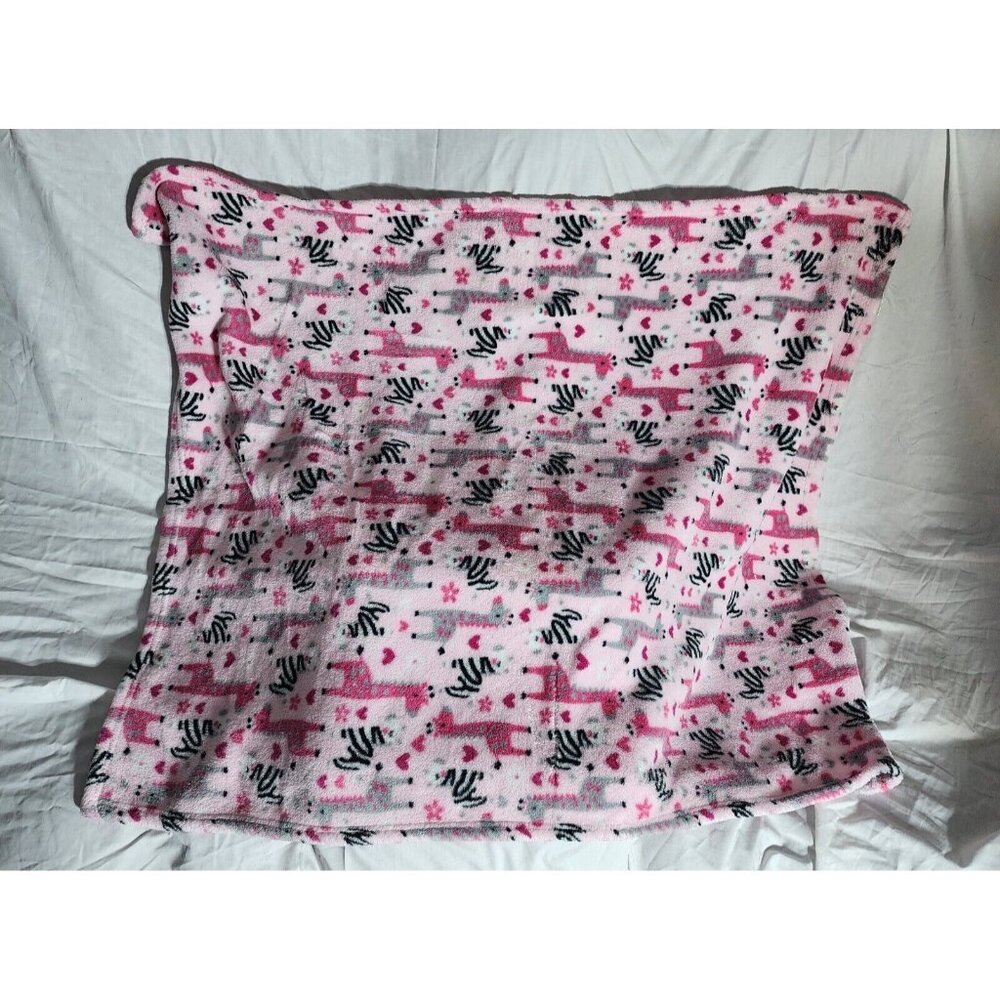 Baby Gear Pink Fleece Throw Blanket Hearts Floral Zebra Giraffe Lovey 30x40